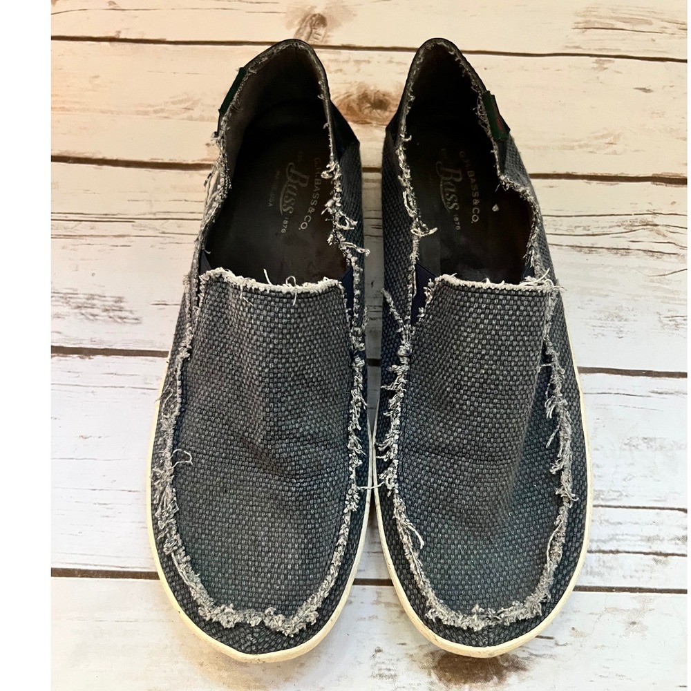 G.H. Bass & Co. Bass-Dune Slip On Shoes Grey Frayed Canvas Mens 10M - Picture 2 of 7